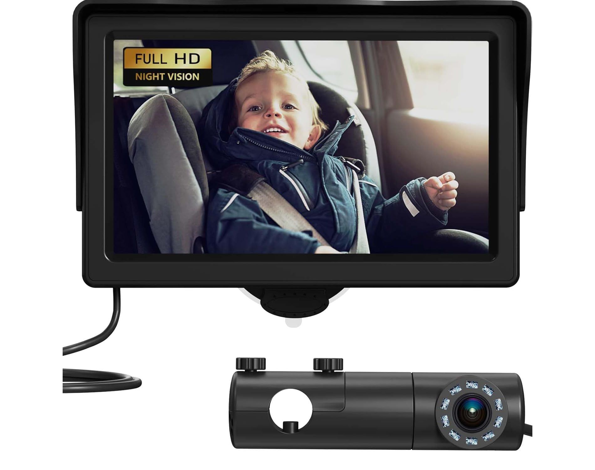 GROWNSY Baby Car Camera, HD Display Baby Car Mirror with Night Vision Feature, 4.3 inch Baby Car Camera with Wide Clear View