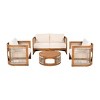 4-Piece Outdoor Patio Conversation Set, Acacia Wood Outdoor Balcony Furniture with Round Coffee Table and Rope Accents Chairs – Cuddlewood - 3 of 4