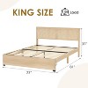 Natural Rattan Bed Frame with Wood Headboard, 2 Storage Drawers, RGB LED Lights, Boho Platform Bed with Wooden Slats, No Box Spring Needed - 2 of 4