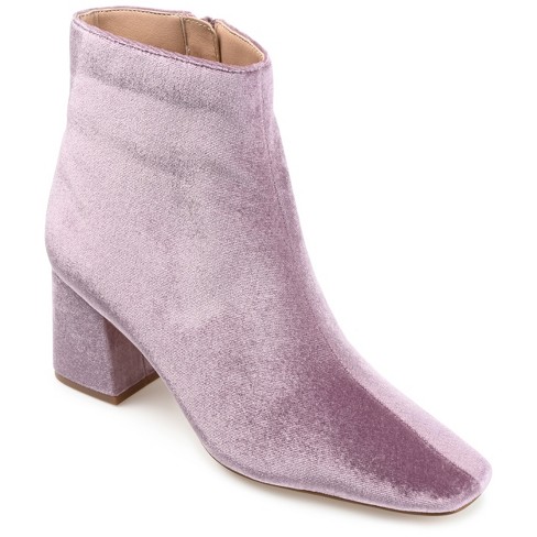 Journee Collection Womens Hazara Square Toe Block Heel Ankle Booties Lilac 12