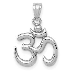 Black Bow Jewelry 14k White Gold 2D Om Symbol Pendant, 15mm (9/16 inch) - 1 of 4