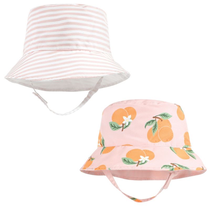 Hudson Baby Infant Girl Sun Protection Hat, Oranges Stripe, 1 of 8
