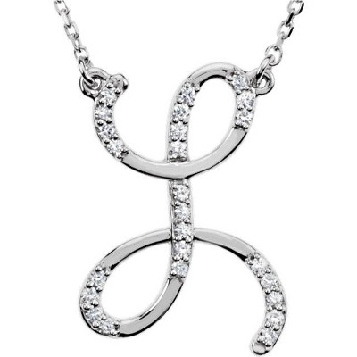 Pompeii3 1/4ct Diamond "L" Initial Pendant 18" Necklace 14K White Gold