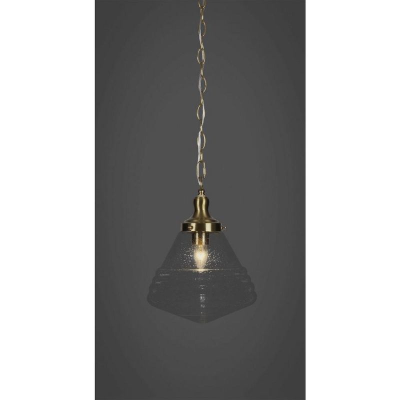 Toltec Lighting Juno 1 - Light Pendant in  New Aged Brass with 10" Clear Bubble Shade, 1 of 2