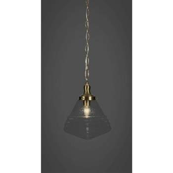 Toltec Lighting Juno 1 - Light Pendant in  New Aged Brass with 10" Clear Bubble Shade