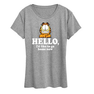 Women's - Garfield - Hello Can I Go Home Now Short Sleeve Graphic T-Shirt - 1 of 4