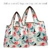 Wrapables Large & Small Foldable Nylon Reusable Shopping Grocery Bags (Set of 2), Peonies and Butterflies - 3 of 4