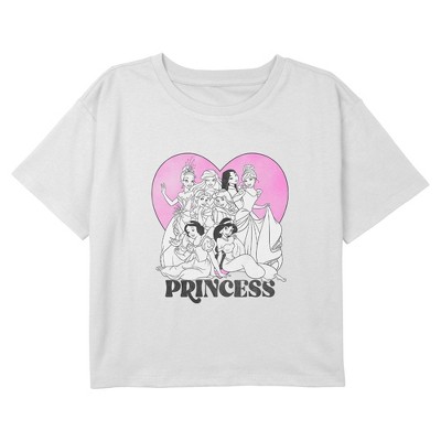 Girl's Disney Princesses Valentine's Day Heart Cropped T-Shirt