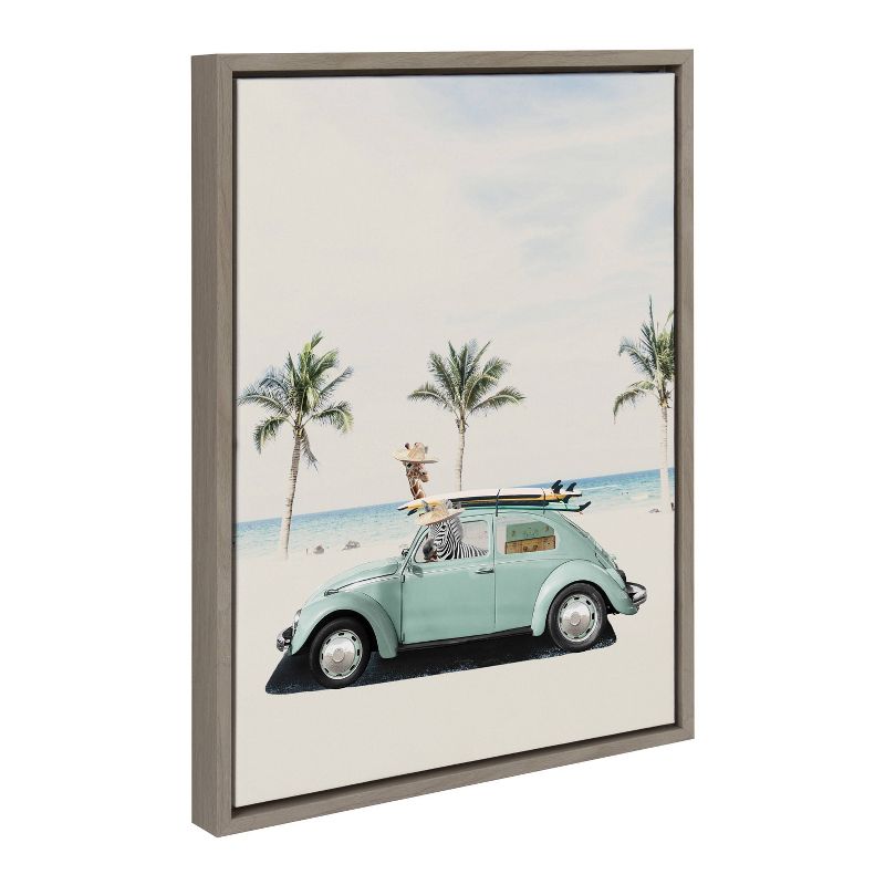 Kate &#38; Laurel All Things Decor 18&#34;x24&#34; Sylvie Summer Adventures Framed Canvas Wall Art by July Art Prints Gray Zoo Animal Beach Car, 2 of 7