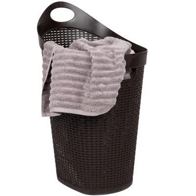 Brown Wicker Rolling Laundry Hamper with Lid and Wheels