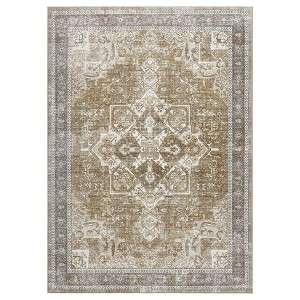 Area Rug, Washable Rug ¨C Machine Washable Non-Slip Vintage Retro Low Pile Chenille Rug for Living Room/Bedroom/Home Office, Soft Polyester Yarn - 1 of 4