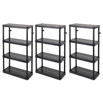 Gracious Living 4 Shelf Fixed Height Ventilated Medium Duty Shelving Unit, Black
