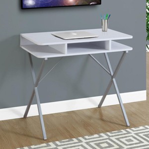 INFURNIC Desks 31"L Modern Computer Desk with Storage Shelves and Contemporary X-Design Metal Frame, White, 31.5"*19.75"*29.75" - 1 of 4