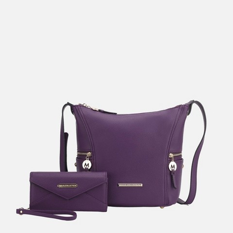 MKF Collection Large Hobo Crossbody Bag Multi Pocket with Wallet Vegan Leather, Lux – MKF Collection - Purple