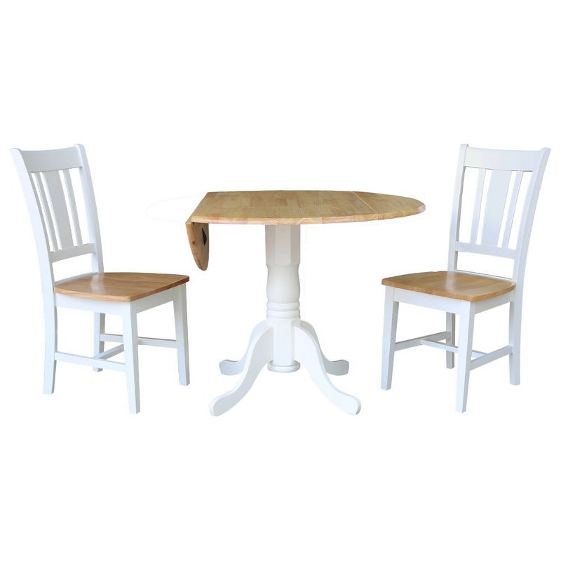 42&#34; Drop Leaf Dining Table Set with 2 San Remo Splat Back Chairs White/Natural - International Concepts, 3 of 11