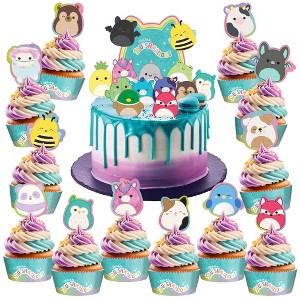 Treasures Gifted Squishmallows (1) Cake Topper & (24) Cupcake Toppers & Wrappers - 1 of 4