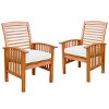 Solid Wood Slat Back Side Outdoor Chair Cushions Set Of 2 With Cushions-Cuddlewood - 4 of 4