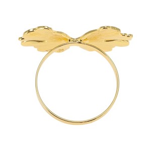 Unique Bargains Napkin Rings Bow Gingko Leaves Stainless Steel 1 Pc - 1 of 3