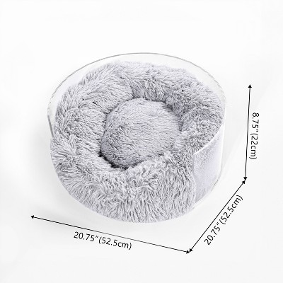 Light Gray Clear Acrylic Elevated Plush Pet Bed for Large Breeds
