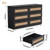 Rattan Dresser for Bedroom, Modern 6 Drawer Double Dresser with Anti-Tip Kit, Wood Storage Wide Chest of Drawers for Bedroom - 2 of 4