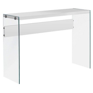 Monarch Specialties Accent Table Console Entryway Narrow Sofa Living Room Bedroom Glossy White Laminate Clear Tempered Glass Contemporary Modern - 1 of 4