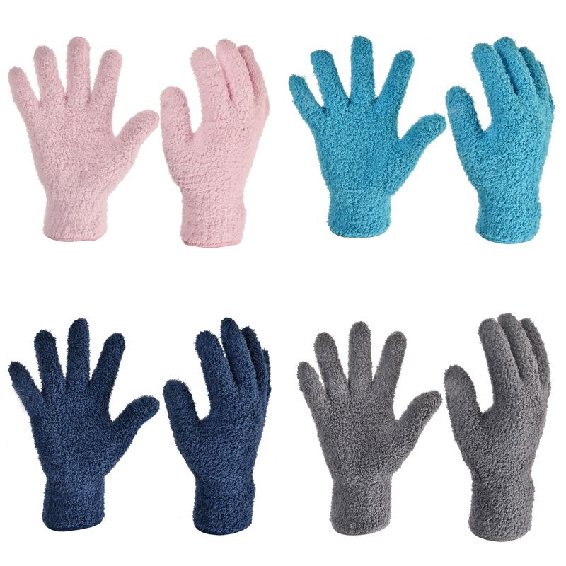 Unique Bargains Dusting Cleaning Gloves Microfiber Mittens for Plant Blinds Lamp Window Blue Dark Blue Gray Pink 4 Pairs 1 Set, 4 of 7