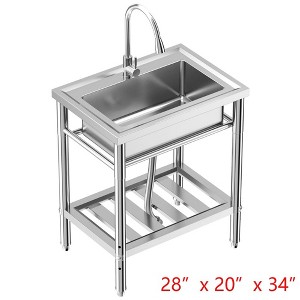28" Kitchen Sink Stainless Steel Commercial 1 Compartment Utility Sink With Faucet - 1 of 4
