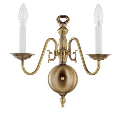 Williamsburgh Antique Brass 2-Light Dimmable Wall Sconce