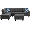 VYNXARIA 98" Wide Left-Hand Facing Sofa & Chaise with Ottoman, Foam Cushions, Dark Gray Linen for Living Room Comfort - 4 of 4