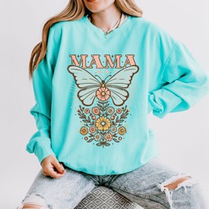 Simply Sage Market Mama Butterfly Floral Lightweight Garment Dyed Sweatshirt - 1 of 4