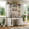 Famapy White Kitchen Hutch Kitchen Cabinet Pantry: Integrated Worktop, High Cabinet Combo, Dust - Proof & Organized - 2 of 4