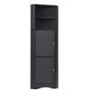 Bathroom Tall Corner Cabinet with 2 Doors Open Shelves Space Saving Freestanding Floor Storage Organizer Home Tall Corner Cabinet - 3 of 4