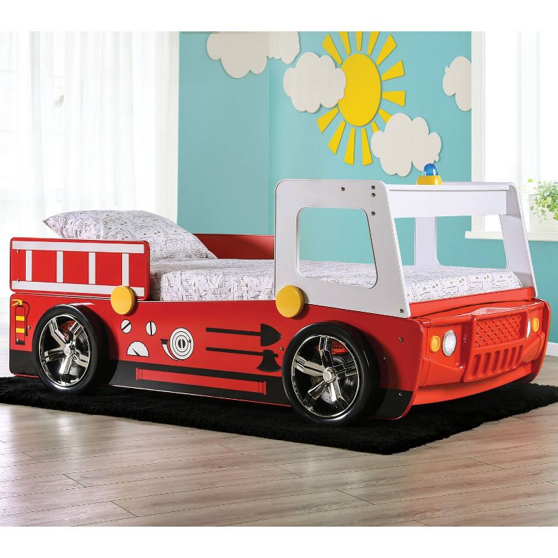 Twin Kamphora Fire Truck Engine Youth Kids&#39; Bed - Red - miBasics, 3 of 10