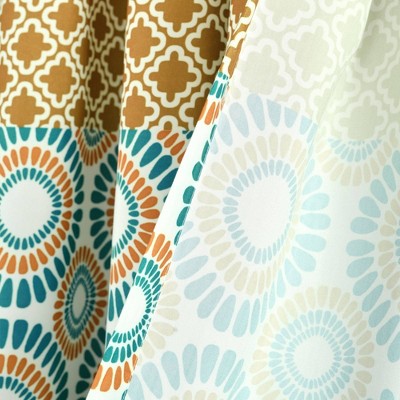 Bohemian Turquoise and Orange Polyester Sheer Window Panels