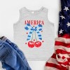 The Juniper Shop Coquette America Cherries Toddler Tank - 5/6T - Heather Grey - 3 of 4