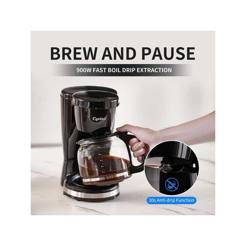 CYETUS 12-Cup Home Barista Drip Coffee Brewer Machine, 2 of 8