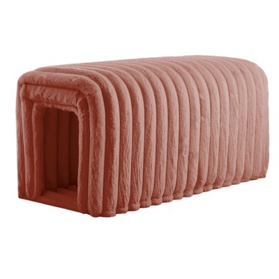 FONTOI Ottoman Storage Bench, Pet Supplies, Corduroy Bench for Living Room, Entryway, Bedroom, Brown, 16.93"*16.53"*33"