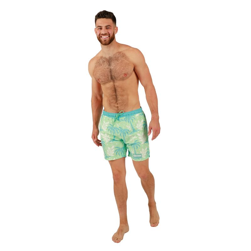 Corona Palm Trees All-Over Print Men's Green Board Shorts, 2 of 6