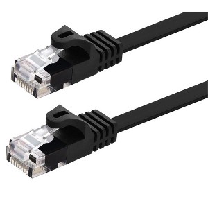 Monoprice Cat5e Ethernet Patch Cable - 100 Feet - Black | Network Internet Cord - RJ45, Flat,Stranded, 350Mhz, UTP, Pure Bare Copper Wire, 30AWG - 1 of 4