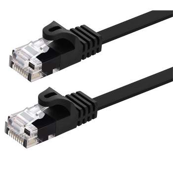 Monoprice Cat5e Ethernet Patch Cable - 50 Feet - Black | Network Internet Cord - RJ45, Flat,Stranded, 350Mhz, UTP, Pure Bare Copper Wire, 30AWG