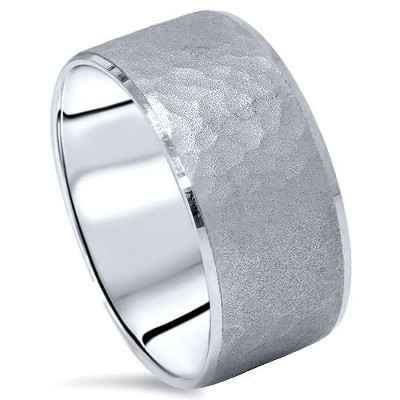 Pompeii3 Hammered Beveled Wedding Band 14K White Gold