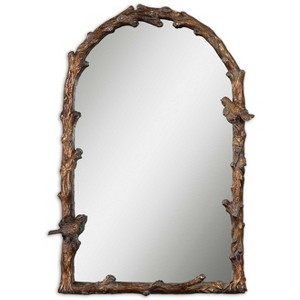 Uttermost Paza Antique Gold Arch Mirror, Distressed Leaf Finish with Gray Glaze, 36.75" H × 26.75" W - 1 of 3