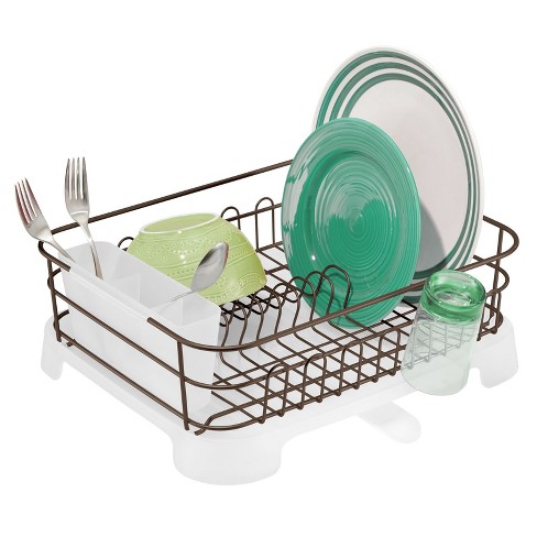 Mdesign Alloy Steel Sink Dish Drying Rack Holder With Swivel Spout,  Copper/clear : Target