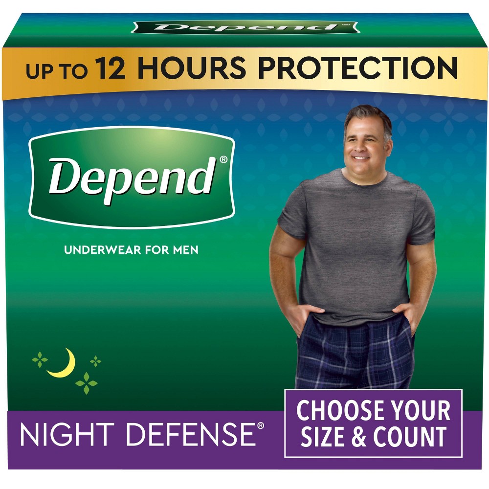 Depend Night Defense Men s Overnight Adult Incontinence Underwear  XL  12ct