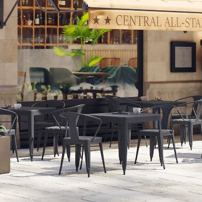 Black Steel 31.5" Square Indoor/Outdoor Patio Dining Table