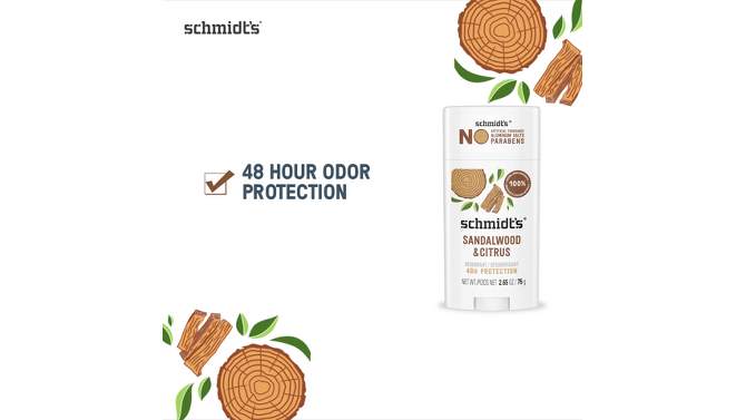 Schmidt&#39;s Sandalwood &#38; Citrus Aluminum-Free Natural Deodorant Stick - 2.65oz, 2 of 13, play video
