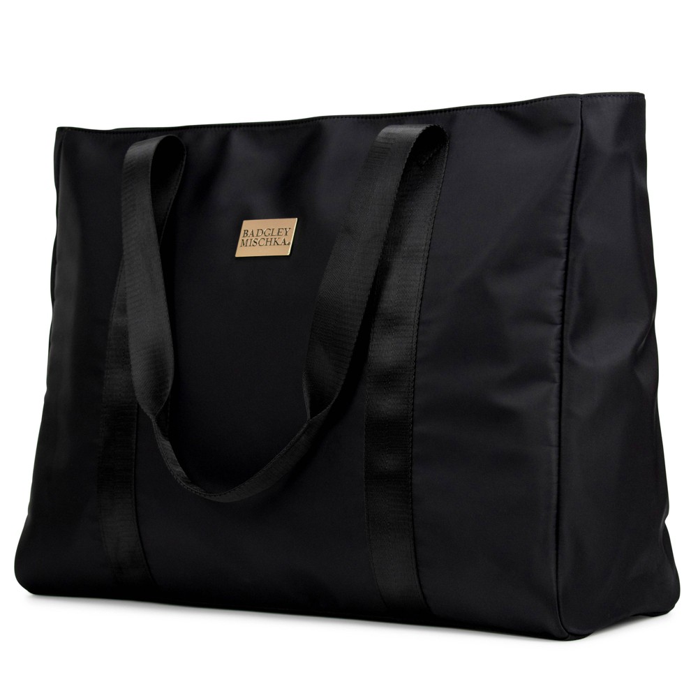 Photos - Travel Bags Badgley Mischka Nylon Travel Weekender Bag - Black 