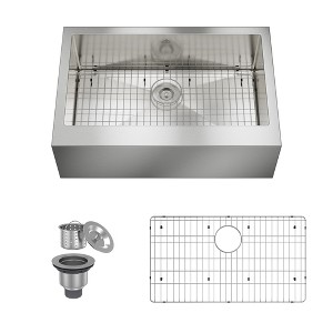 CASAINC 30" Stainless Steel Single Bowl Farmhouse Apron Kitchen Sink with Included Grid and Strainer - 1 of 4