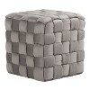 Kumasinova 16" Square Braided Ottoman Pouf,Luxury Velvet Fabric Accent Footstool for Living Room & Vanity,250lbs Capacity - 2 of 4