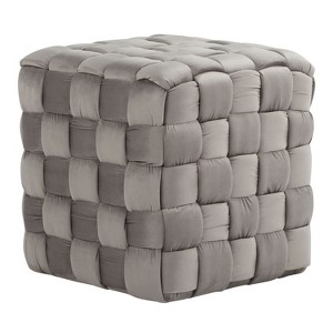 Sapphtopaz Modern Braided Ottoman with Velvet Upholstered Versatile Pouf Small Foot Stool Foam Shoe Bench for Living Room, Entryway - 1 of 4